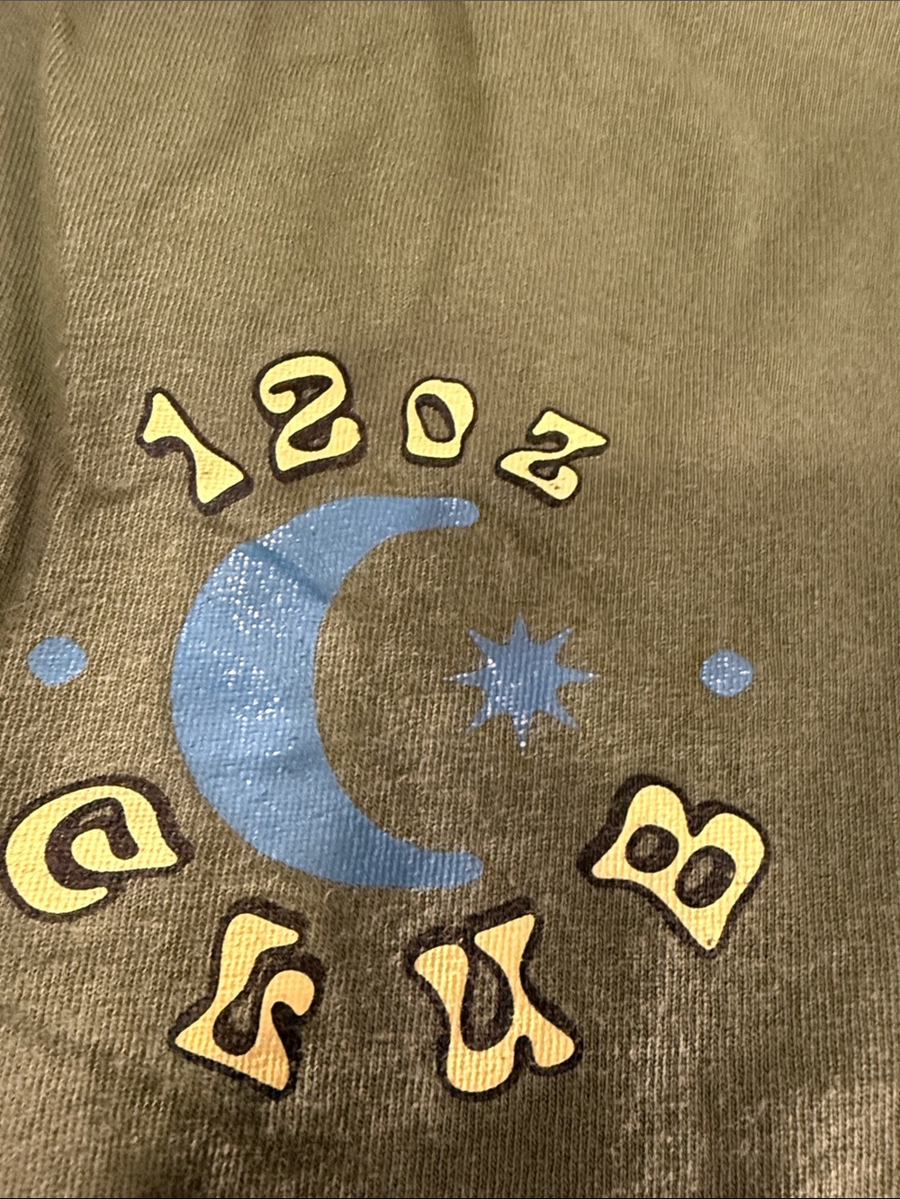 Men's Short Sleeve Tee with Blue Crescent Moon Graphic - Unbranded